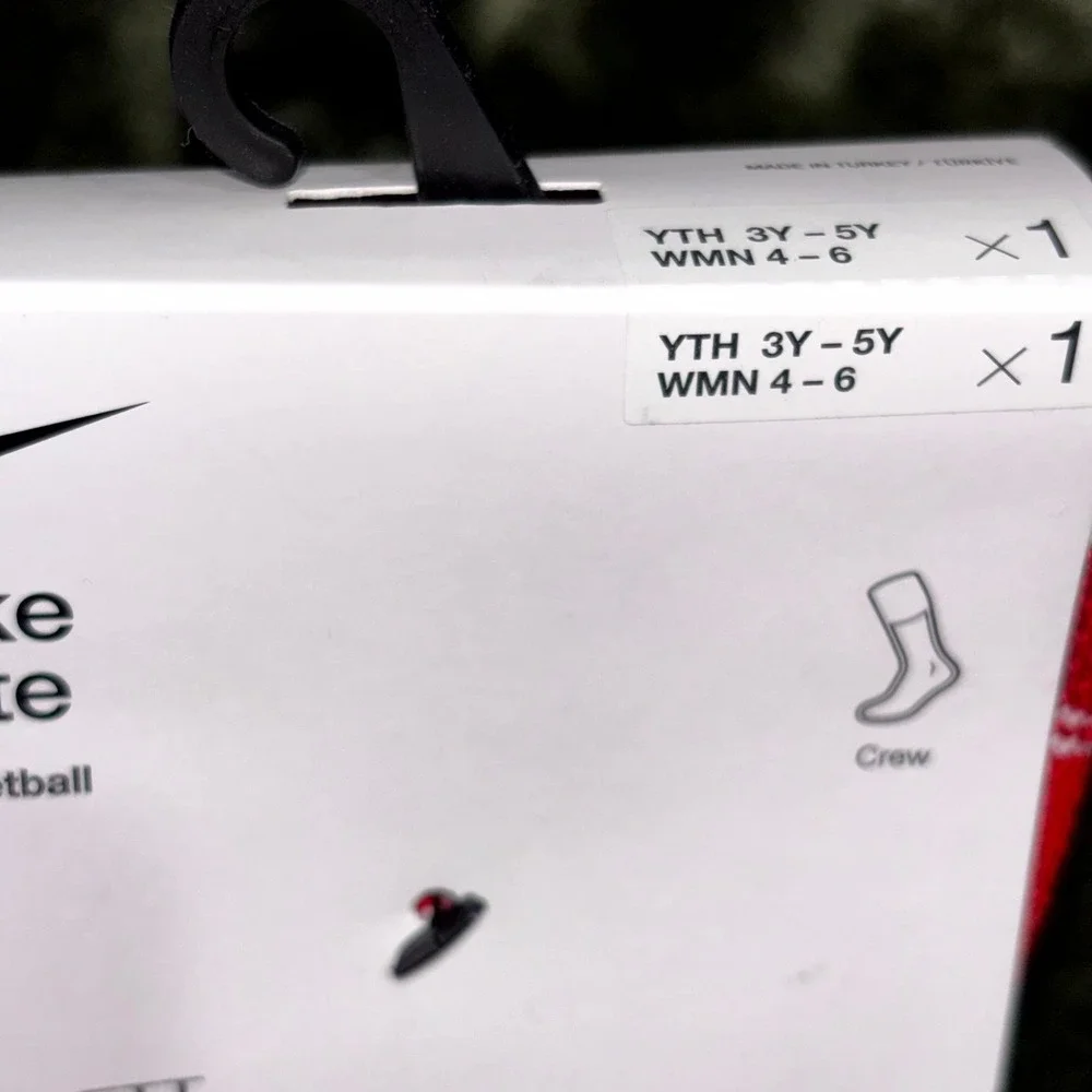 Nike Dri-Fit Elite Basketball‎ Crew Socks Youth 3Y-5Y Red Santa Fair Isle Swoosh